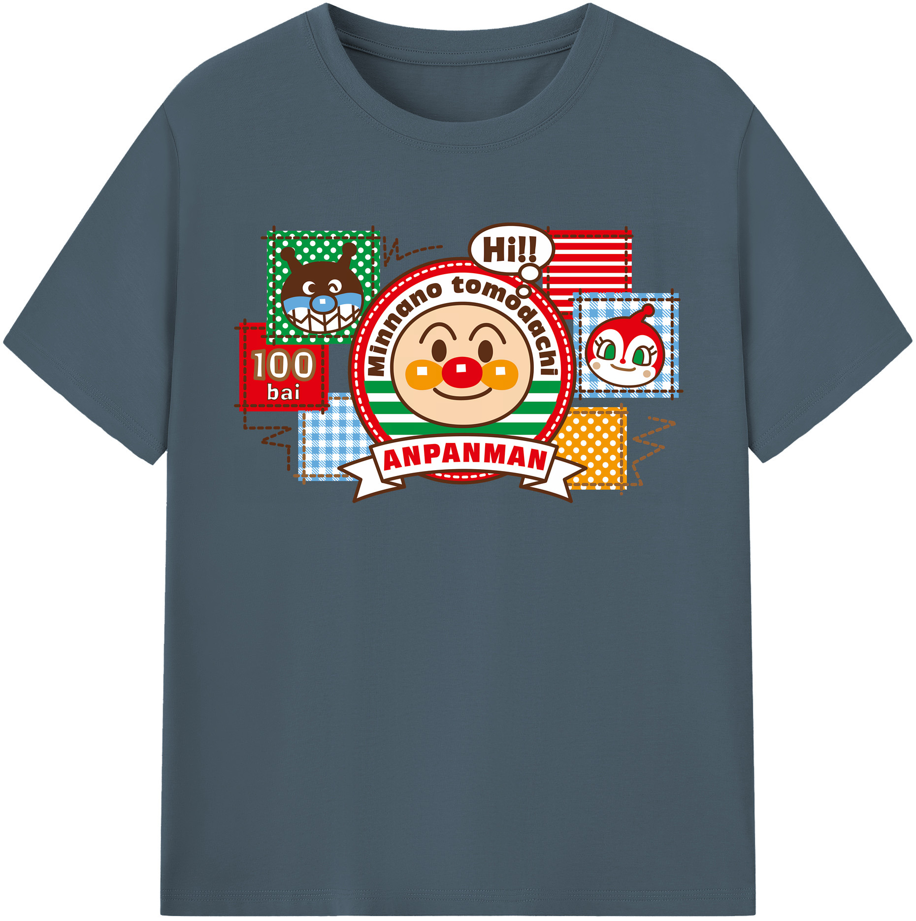 （画像用） アンパンマン Anpanman 綿100％半袖Tシャツ（フロントプリント）